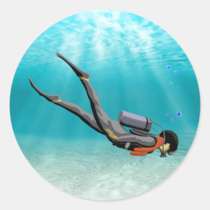 Pegatina Redonda S.C.U.B.A. Diver