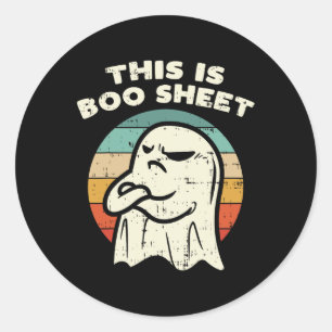 Pegatina Redonda s es hoja de boo fantasma retro disfraces de hallo