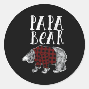 Pegatina Redonda S Papa Bear Plaid Lumberjack Flannel