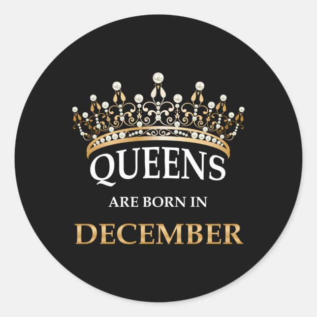 Pegatina Redonda S Queens Nació En Diciembre (Anverso)