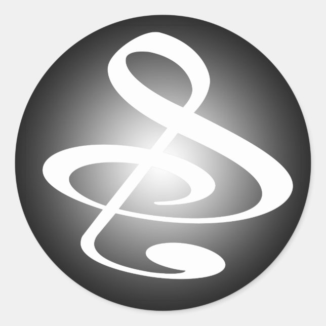 Pegatina Redonda "S", "&" Y/O Treble Clef Nota Musical (Anverso)