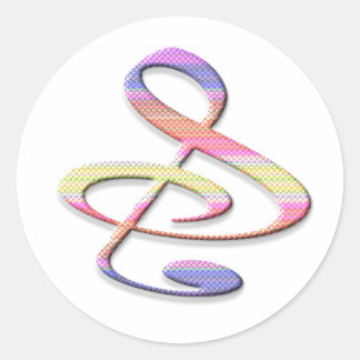 Pegatina Redonda "S", "&" Y/O Treble Clef Nota Musical