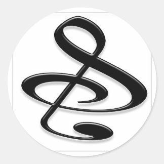 Pegatina Redonda "S", "&" Y/O Treble Clef Nota Musical