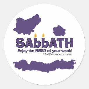 Pegatina Redonda Sabbath con velas - Disfruta del RESTO de tu seman