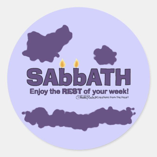 Pegatina Redonda Sabbath con velas - Disfruta del RESTO de tu seman (Anverso)
