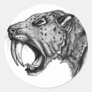Pegatina Redonda sabertoothPENCIL