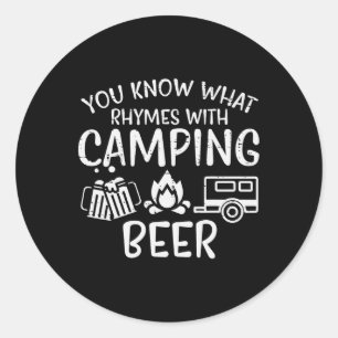 Pegatina Redonda Sabes Qué Rima Con Camping Funny Camper Dad