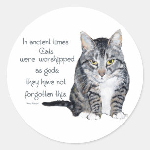 Pegatina Redonda Sabiduría de los Gatos - en la antigüedad, los Gat