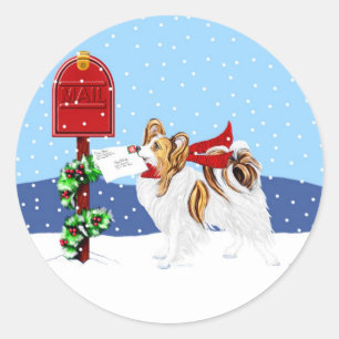 Pegatina Redonda Sable Papillon Navidad Mail