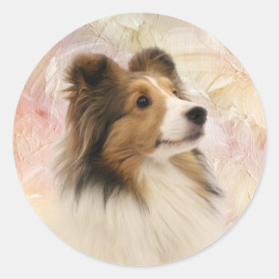 Pegatina Redonda Sable Shetland Sheepdog