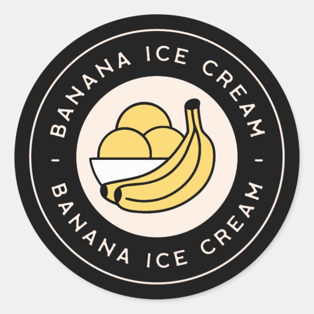 Pegatina Redonda Sabor de helado de plátano (Anverso)