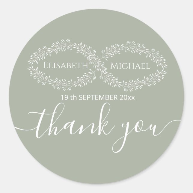 Pegatina Redonda Sabor infinito botánico simple romántico elegante (Anverso)