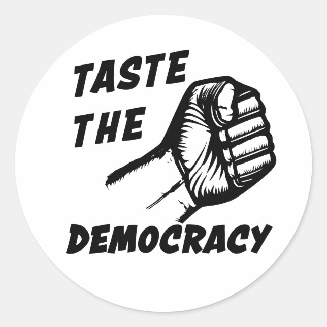 Pegatina Redonda ✊ saboree la democracia (Anverso)