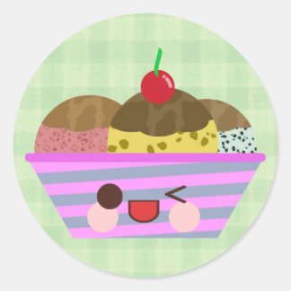 Pegatina Redonda Sabores Deliciosos de Helado Kawaii