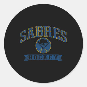 Pegatina Redonda Sabres de Búfalo Hockey Vintage Blanco Licencia Of