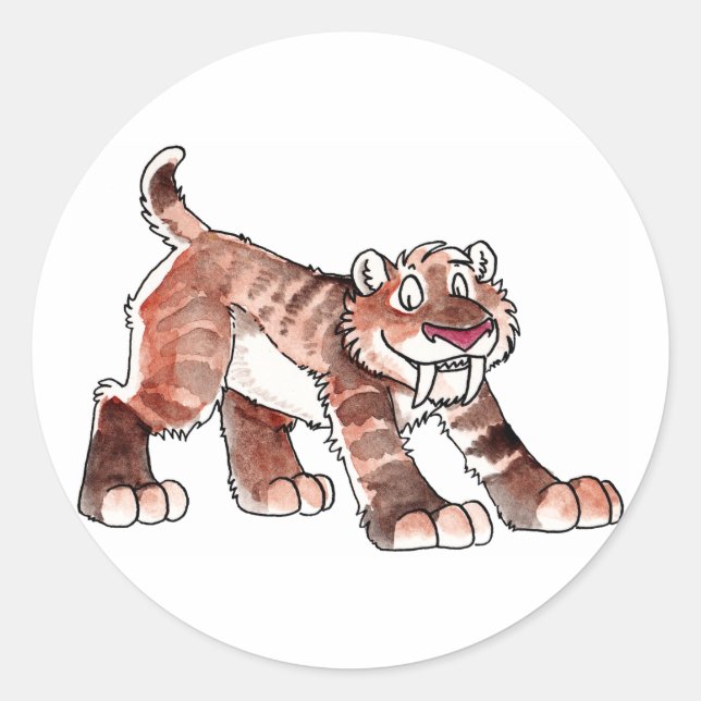 Pegatina Redonda Sabretooth Tiger Pegatinas (Anverso)