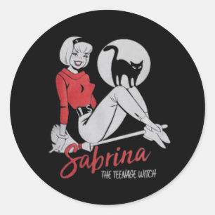 Pegatina Redonda Sabrina, la camiseta de bruja adolescente
