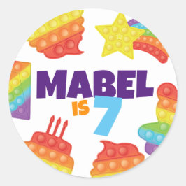 Pegatina Redonda ¡Sácalo! | Cumpleaños del arcoiris