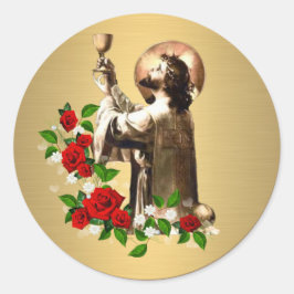 Pegatina Redonda Sacerdote católico Jesús Rosas Clérigos Santa Masa
