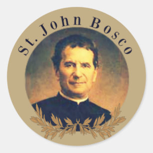 Pegatina Redonda Sacerdote de St. John Bosco