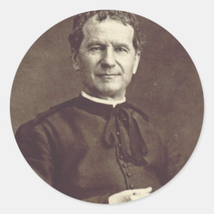 Pegatina Redonda Sacerdote y confesor de San Juan Bosco