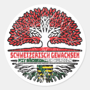 Pegatina Redonda Sachsen Sächsisch Schweizer Schweiz Baum Wurzel
