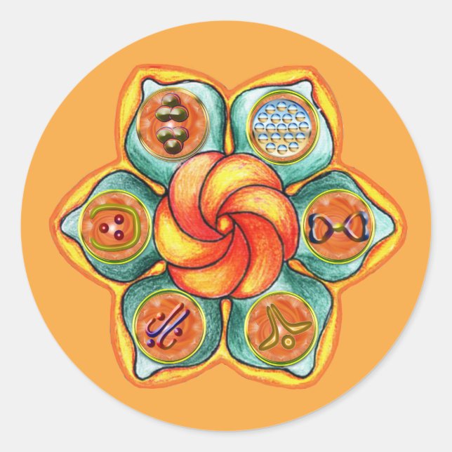 Pegatina Redonda Sacral Chakra Mandala (Anverso)