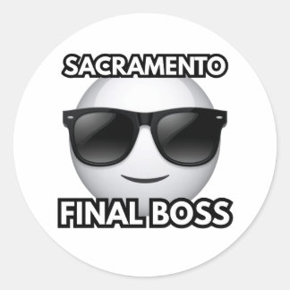 Pegatina Redonda Sacramento California Final Boss Cool Sticker