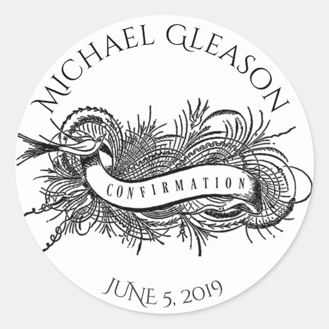 Pegatina Redonda Sacramento religioso de la confirmación (Anverso)