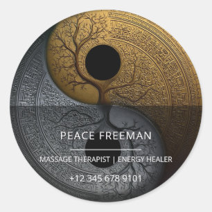 Pegatina Redonda Sacred Balance Símbolo Yin Yang