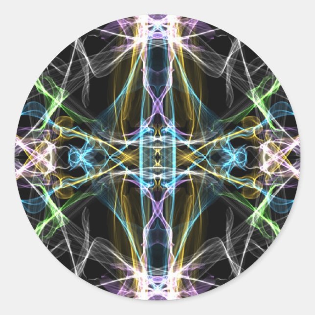 Pegatina Redonda Sacred_Geo_Fractal_2 (Anverso)