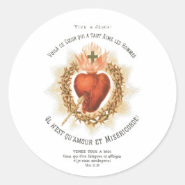 Pegatina Redonda Sacred Heart of Jesus French Holy Card Sticker