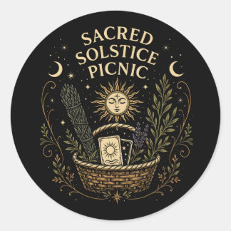 Pegatina Redonda Sacred Solstice Picnic Litha