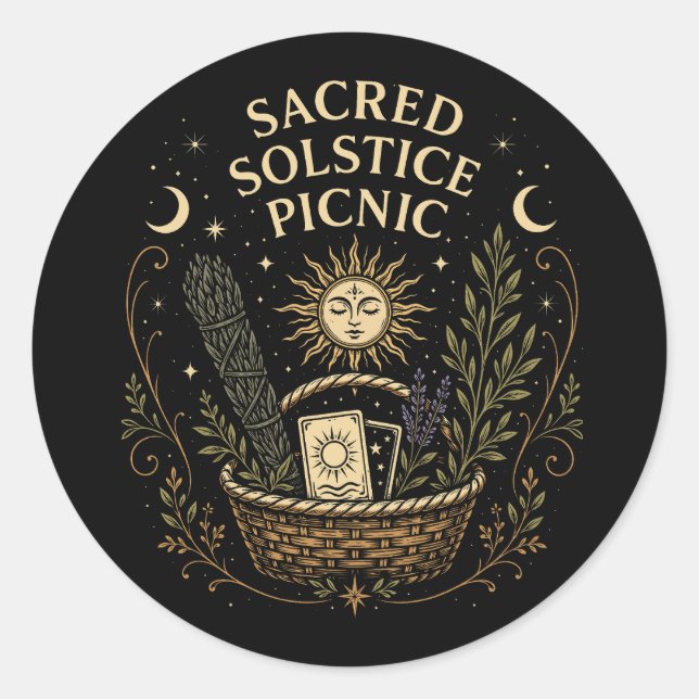 Pegatina Redonda Sacred Solstice Picnic Litha  (Anverso)