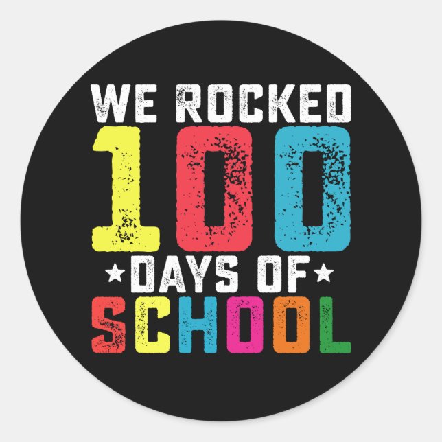 Pegatina Redonda Sacudimos 100 días de estudiante de docente escola (Anverso)