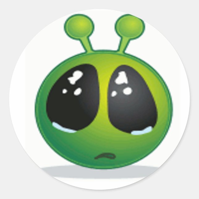 Pegatina Redonda Sad Alien (Anverso)