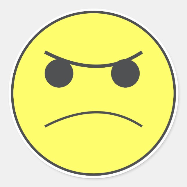 Pegatina Redonda Sad Angry Face Emoticon Mood (Anverso)