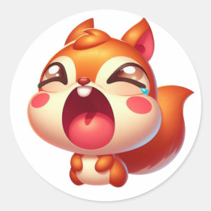 Pegatina Redonda Sad Cute Squirrel