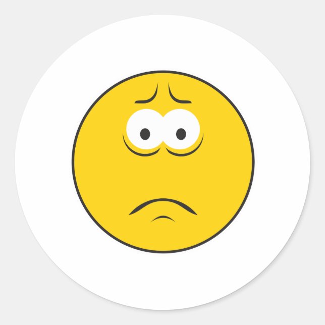 Pegatina Redonda Sad Frowning Face (Anverso)
