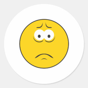 Pegatina Redonda Sad Frowning Face