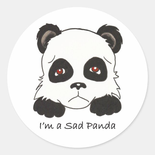 Pegatina Redonda Sad Panda (Anverso)
