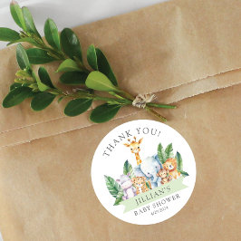 Pegatina Redonda Safari Adventure Baby Shower Gracias