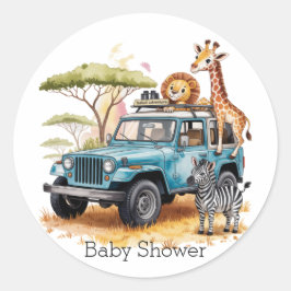 Pegatina Redonda Safari Adventure Boy Baby Shower