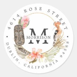 Pegatina Redonda Safari africano | Dirección de devolución botánica