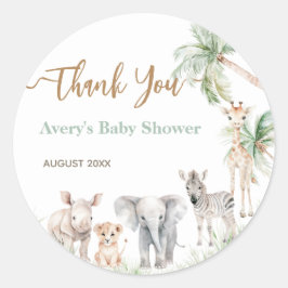 Pegatina Redonda Safari Animal Wild One Baby Shower