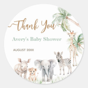 Pegatina Redonda Safari Animal Wild One Baby Shower