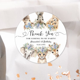 Pegatina Redonda Safari Animals Boy Birthday Classic Round Classic