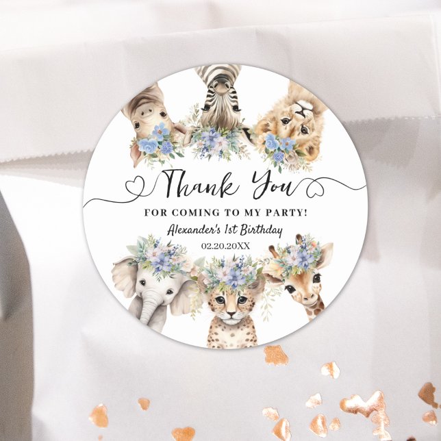 Pegatina Redonda Safari Animals Boy Birthday Classic Round Classic (Subido por el creador)