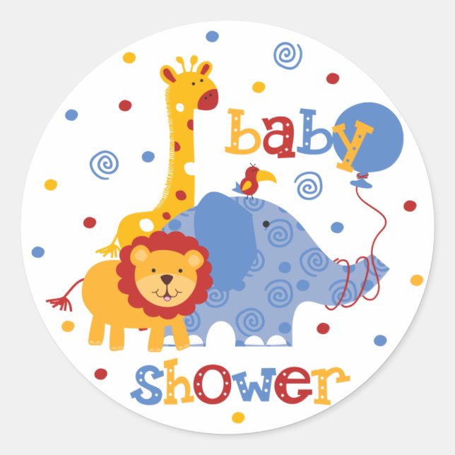 Pegatina Redonda Safari Baby Shower (Anverso)