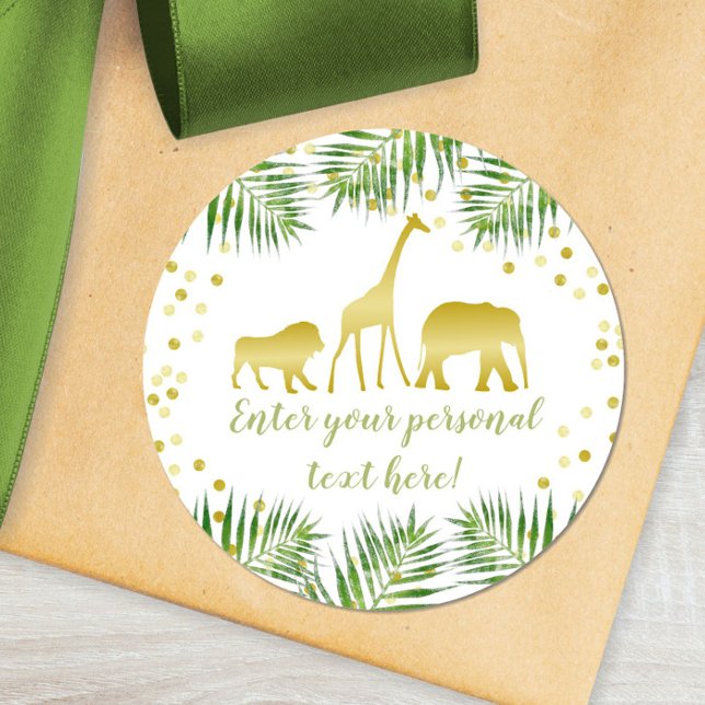 Pegatina Redonda Safari Baby Shower Gold (Subido por el creador)